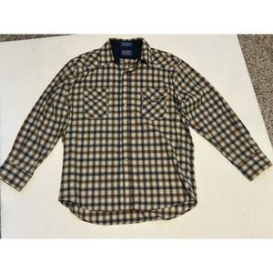 Vintage‎ Pendleton Shirt Men L Western 100% Wool Flannel Pearl Snap Flap Pocket